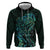 New Zealand Eel Hoodie Tuna Aotearoa Maori With Paua Shell - Turquoise