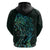 New Zealand Eel Hoodie Tuna Aotearoa Maori With Paua Shell - Turquoise