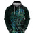 New Zealand Eel Hoodie Tuna Aotearoa Maori With Paua Shell - Turquoise