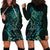 New Zealand Eel Hoodie Dress Tuna Aotearoa Maori With Paua Shell - Turquoise