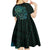 New Zealand Eel Kid Short Sleeve Dress Tuna Aotearoa Maori With Paua Shell - Turquoise