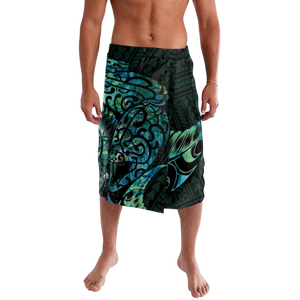 New Zealand Eel Lavalava Tuna Aotearoa Maori With Paua Shell - Turquoise LT14 Turquoise - Polynesian Pride