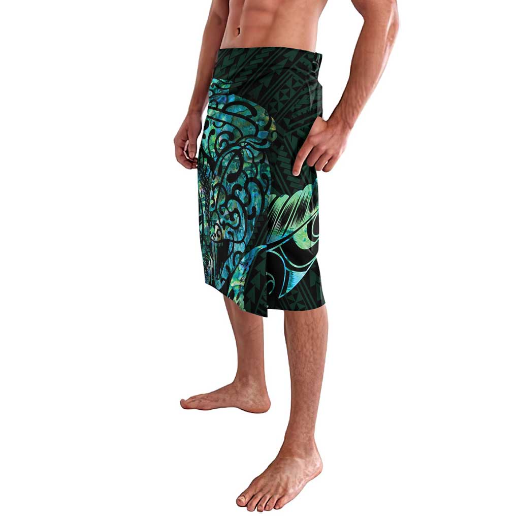 New Zealand Eel Lavalava Tuna Aotearoa Maori With Paua Shell - Turquoise LT14 - Polynesian Pride