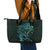 New Zealand Eel Leather Tote Bag Tuna Aotearoa Maori With Paua Shell - Turquoise