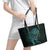 New Zealand Eel Leather Tote Bag Tuna Aotearoa Maori With Paua Shell - Turquoise