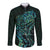 New Zealand Eel Long Sleeve Button Shirt Tuna Aotearoa Maori With Paua Shell - Turquoise