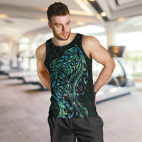 New Zealand Eel Men Tank Top Tuna Aotearoa Maori With Paua Shell - Turquoise LT14 Turquoise - Polynesian Pride