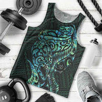 New Zealand Eel Men Tank Top Tuna Aotearoa Maori With Paua Shell - Turquoise LT14 - Polynesian Pride
