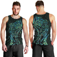 New Zealand Eel Men Tank Top Tuna Aotearoa Maori With Paua Shell - Turquoise LT14 - Polynesian Pride
