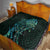 New Zealand Eel Quilt Tuna Aotearoa Maori With Paua Shell - Turquoise