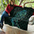 New Zealand Eel Quilt Tuna Aotearoa Maori With Paua Shell - Turquoise