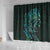 New Zealand Eel Shower Curtain Tuna Aotearoa Maori With Paua Shell - Turquoise