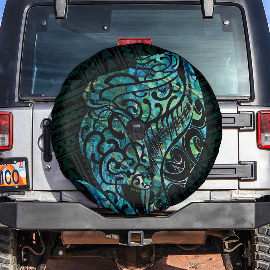 New Zealand Eel Spare Tire Cover Tuna Aotearoa Maori With Paua Shell - Turquoise LT14 Turquoise - Polynesian Pride