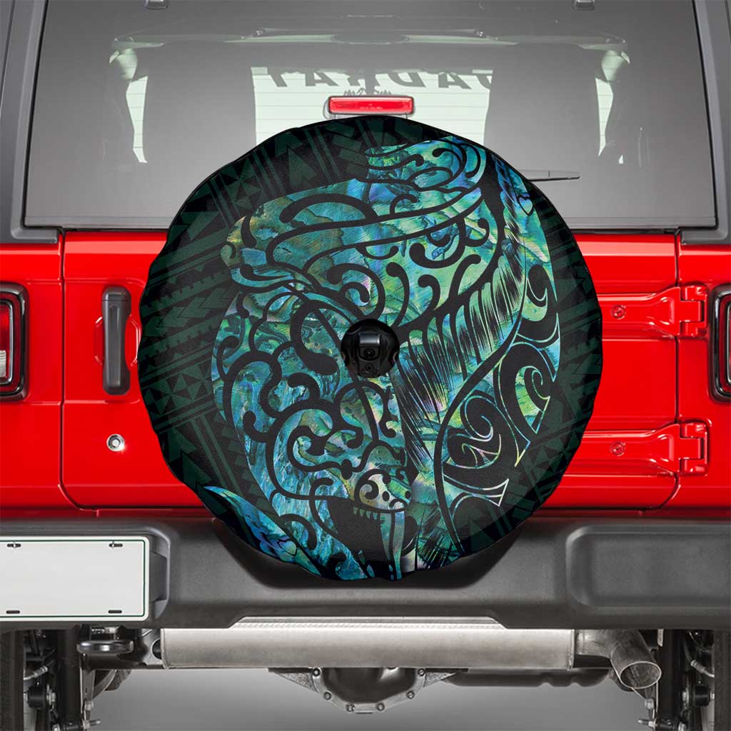 New Zealand Eel Spare Tire Cover Tuna Aotearoa Maori With Paua Shell - Turquoise LT14 - Polynesian Pride