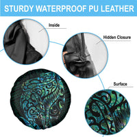 New Zealand Eel Spare Tire Cover Tuna Aotearoa Maori With Paua Shell - Turquoise LT14 - Polynesian Pride