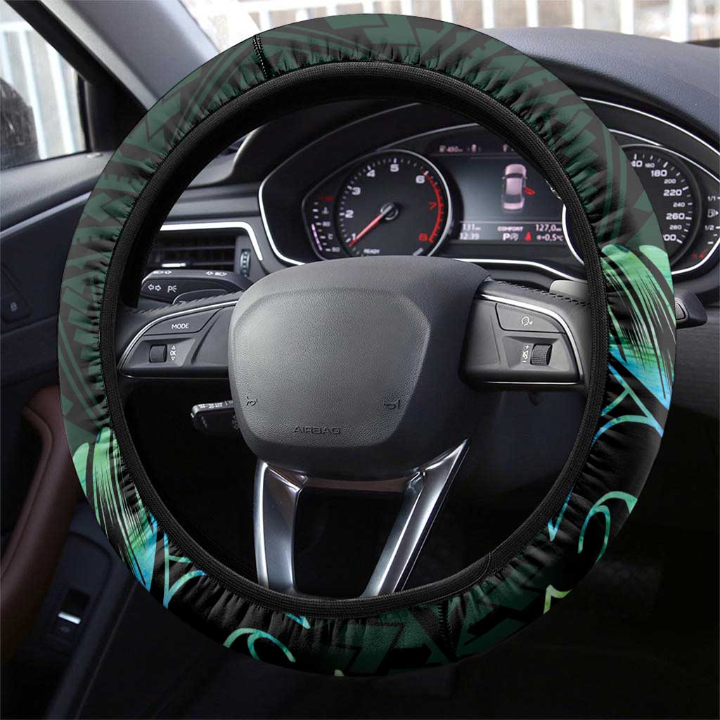 New Zealand Eel Steering Wheel Cover Tuna Aotearoa Maori With Paua Shell - Turquoise LT14 - Polynesian Pride