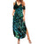 New Zealand Eel Summer Maxi Dress Tuna Aotearoa Maori With Paua Shell - Turquoise