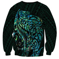 New Zealand Eel Sweatshirt Tuna Aotearoa Maori With Paua Shell - Turquoise LT14 - Polynesian Pride