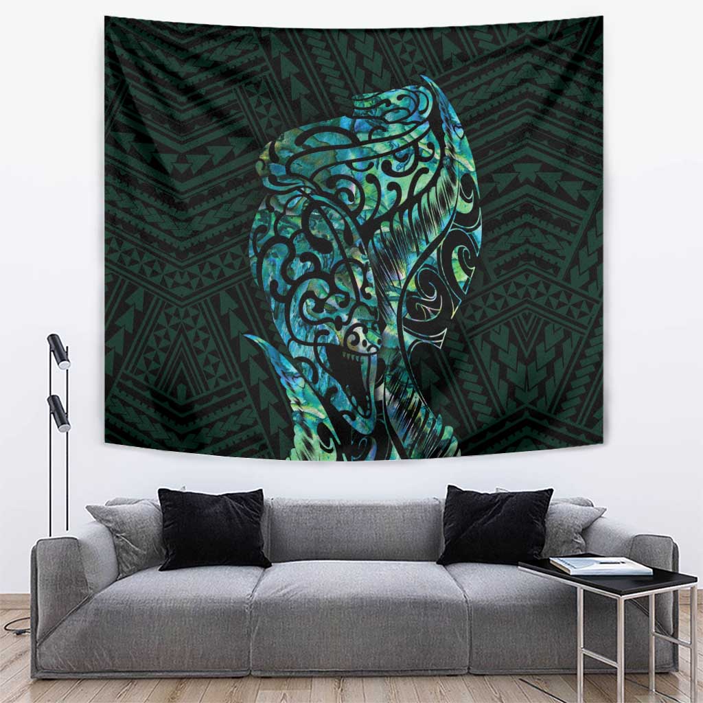 New Zealand Eel Tapestry Tuna Aotearoa Maori With Paua Shell - Turquoise