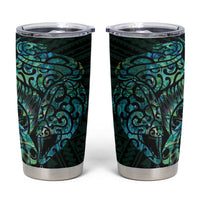 New Zealand Eel Tumbler Cup Tuna Aotearoa Maori With Paua Shell - Turquoise LT14 Turquoise - Polynesian Pride