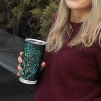 New Zealand Eel Tumbler Cup Tuna Aotearoa Maori With Paua Shell - Turquoise LT14 - Polynesian Pride