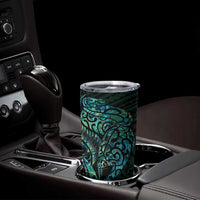 New Zealand Eel Tumbler Cup Tuna Aotearoa Maori With Paua Shell - Turquoise LT14 - Polynesian Pride
