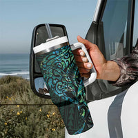 New Zealand Eel Tumbler With Handle Tuna Aotearoa Maori With Paua Shell - Turquoise LT14 - Polynesian Pride