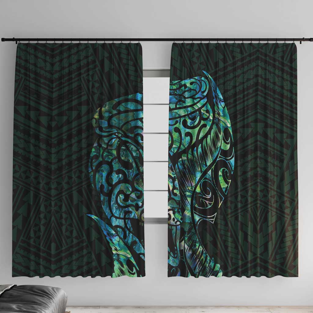 New Zealand Eel Window Curtain Tuna Aotearoa Maori With Paua Shell - Turquoise LT14 With Hooks Turquoise - Polynesian Pride