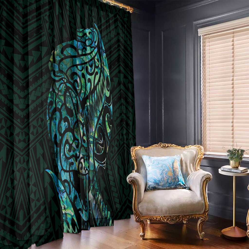 New Zealand Eel Window Curtain Tuna Aotearoa Maori With Paua Shell - Turquoise LT14 - Polynesian Pride