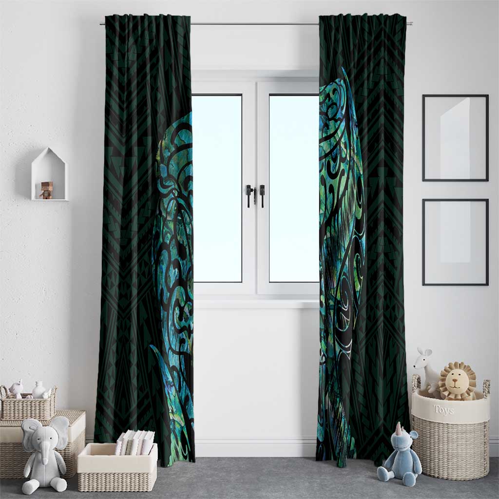 New Zealand Eel Window Curtain Tuna Aotearoa Maori With Paua Shell - Turquoise LT14 - Polynesian Pride
