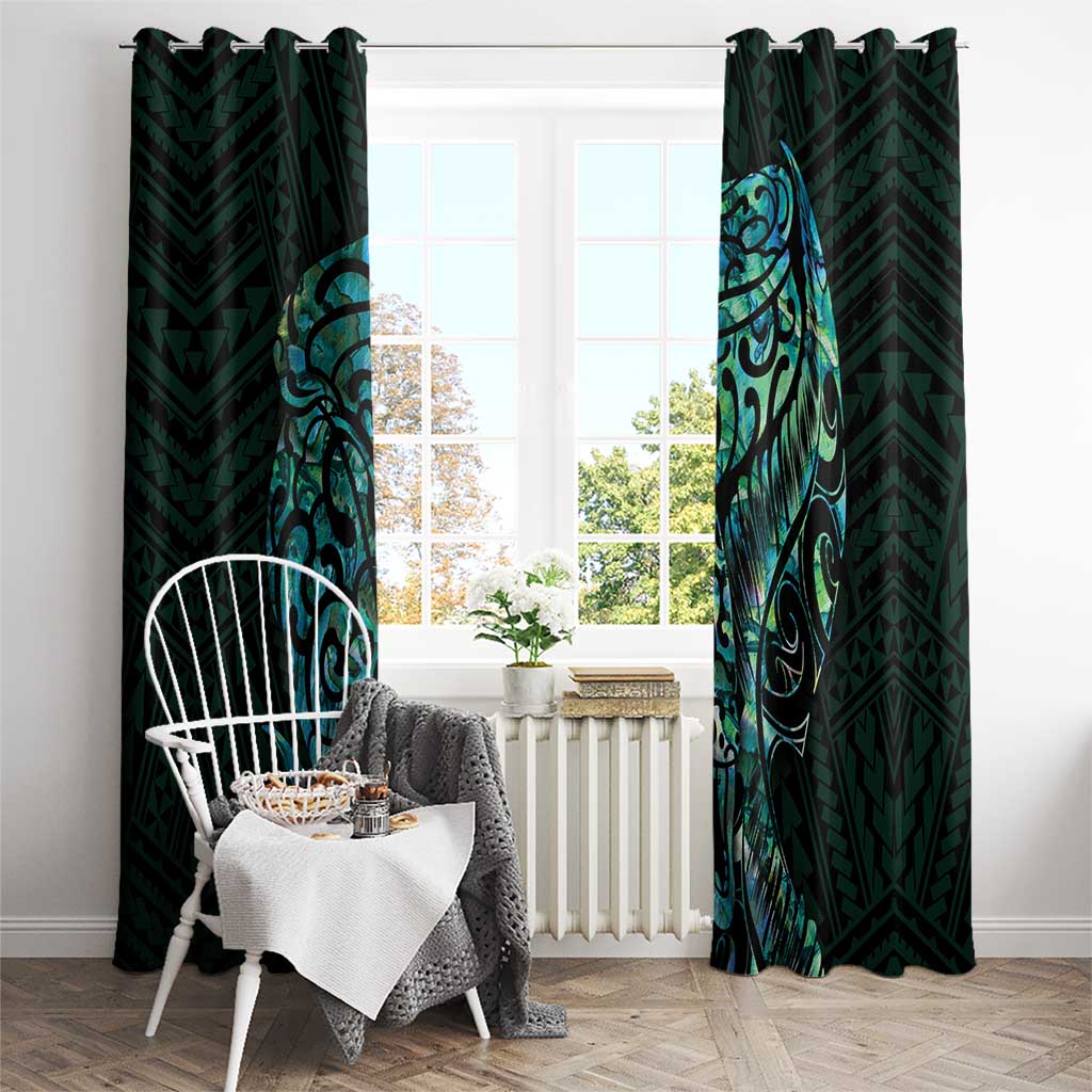 New Zealand Eel Window Curtain Tuna Aotearoa Maori With Paua Shell - Turquoise LT14 - Polynesian Pride