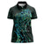 New Zealand Eel Women Polo Shirt Tuna Aotearoa Maori With Paua Shell - Turquoise