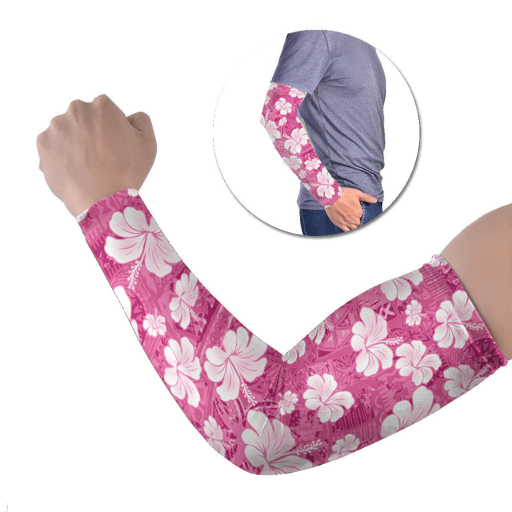Pink Bula Fiji Masi Hibiscus Seamless Arm Sleeves