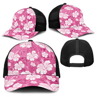 Pink Bula Fiji Masi Hibiscus Seamless Baseball Net Cap LT14 - Polynesian Pride