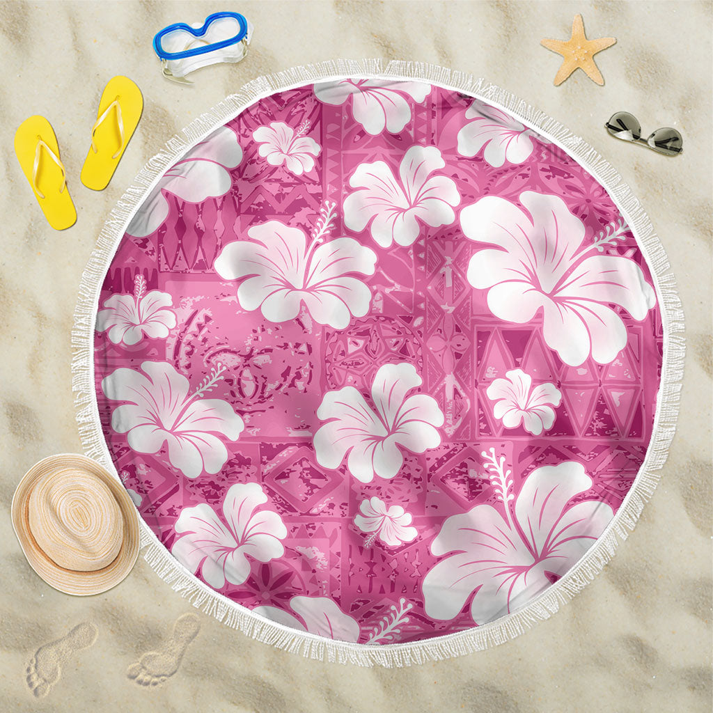 Pink Bula Fiji Masi Hibiscus Seamless Beach Blanket LT14 One Size 150cm Pink - Polynesian Pride