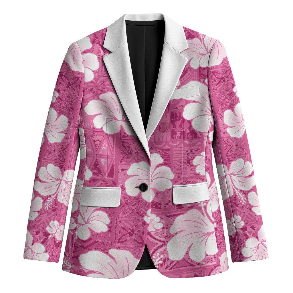 Pink Bula Fiji Masi Hibiscus Seamless Blazer