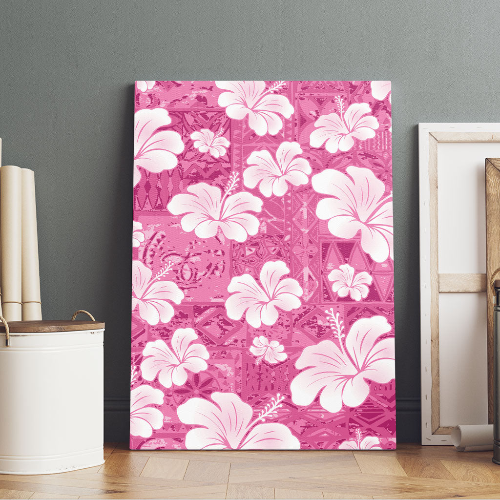 Pink Bula Fiji Masi Hibiscus Seamless Canvas Wall Art