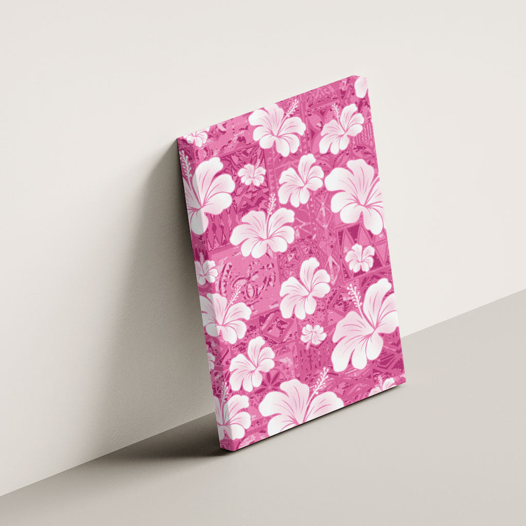 Pink Bula Fiji Masi Hibiscus Seamless Canvas Wall Art