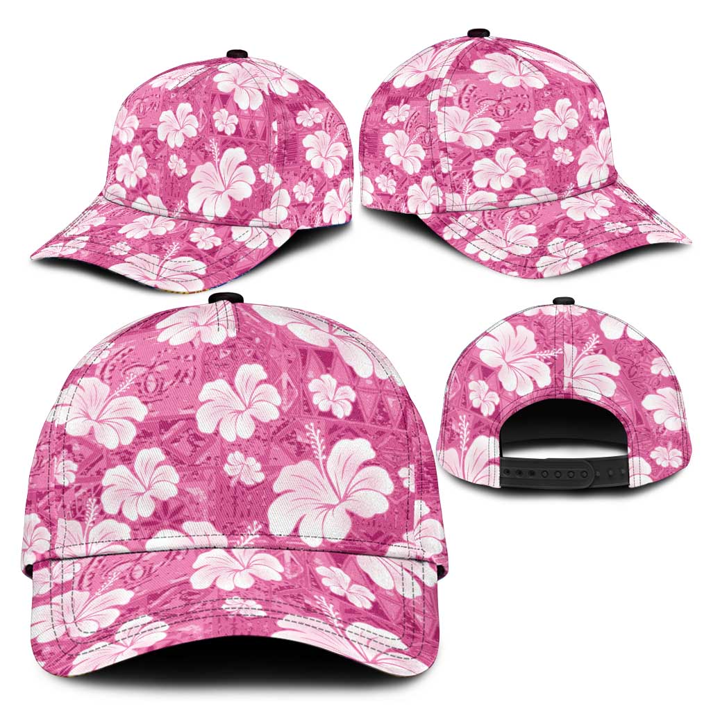 Pink Bula Fiji Masi Hibiscus Seamless Classic Cap LT14 - Polynesian Pride