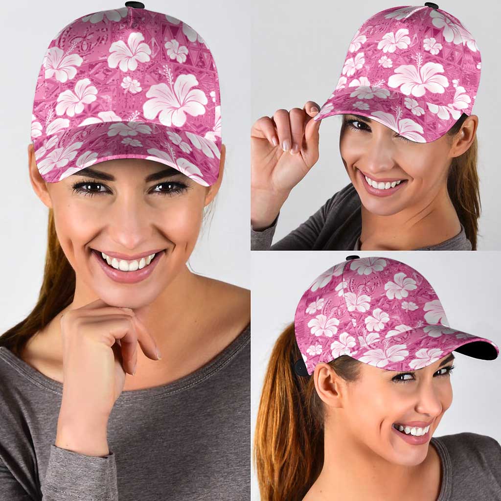 Pink Bula Fiji Masi Hibiscus Seamless Classic Cap LT14 - Polynesian Pride