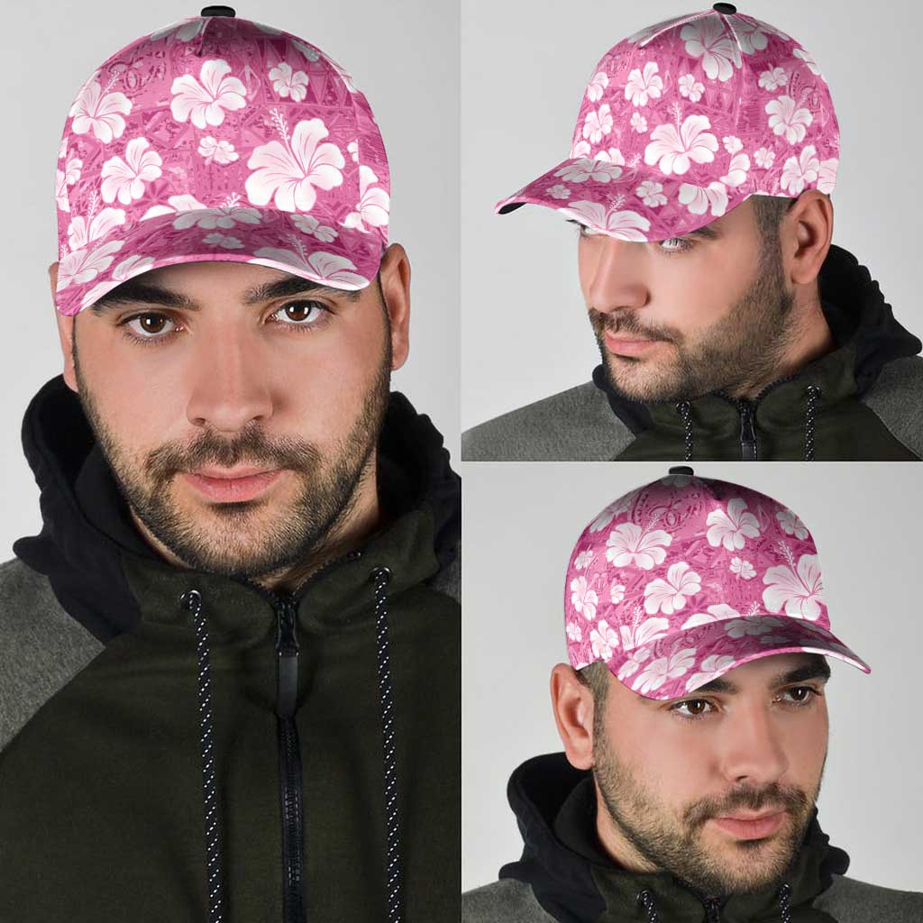 Pink Bula Fiji Masi Hibiscus Seamless Classic Cap LT14 - Polynesian Pride