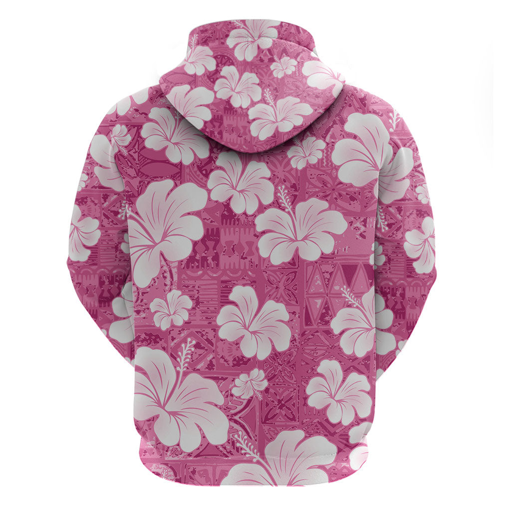 Pink Bula Fiji Masi Hibiscus Seamless Hoodie