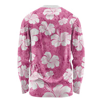 Pink Bula Fiji Masi Hibiscus Seamless Long Sleeve Shirt LT14 - Polynesian Pride