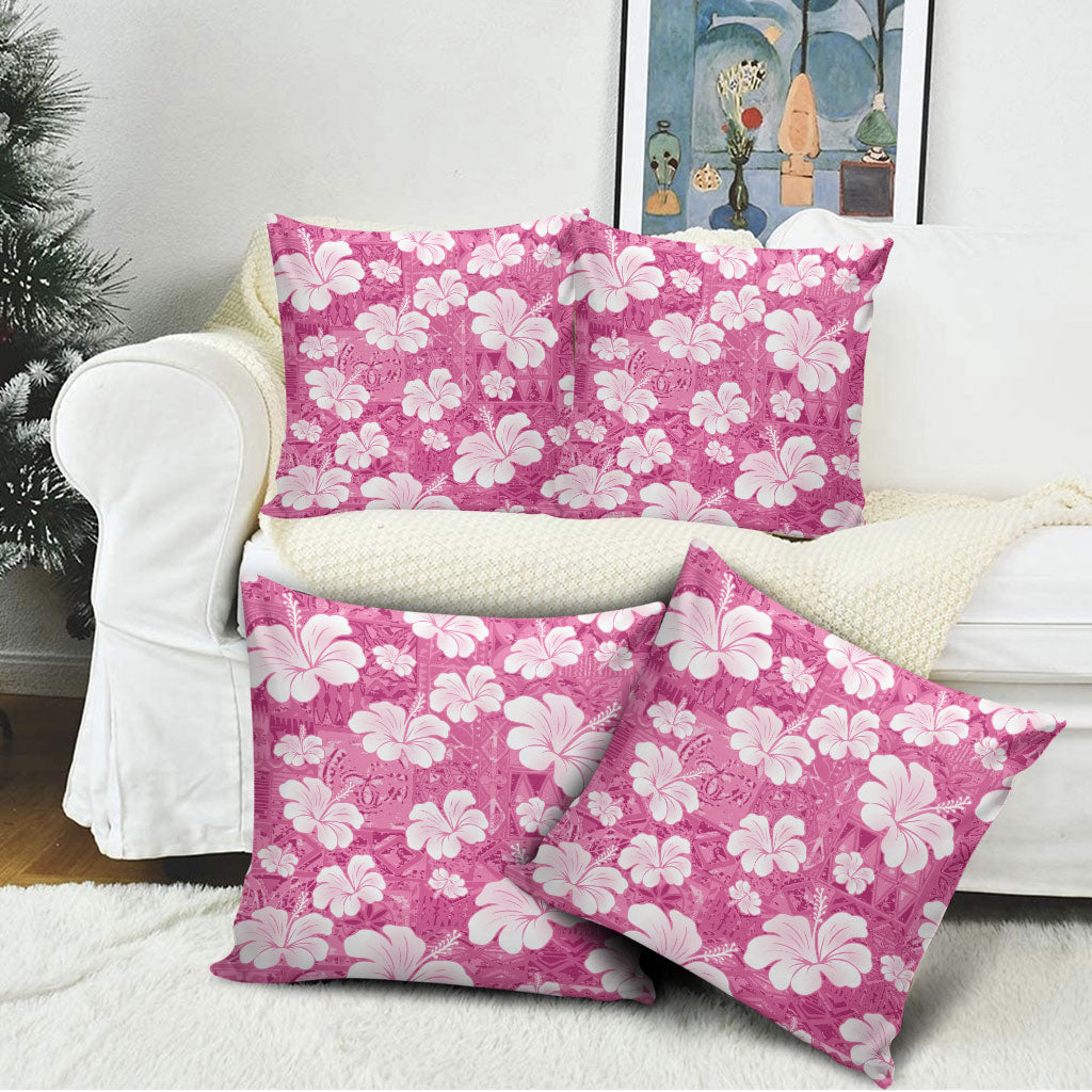 Pink Bula Fiji Masi Hibiscus Seamless Pillow Cover LT14 - Polynesian Pride