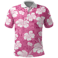 Pink Bula Fiji Masi Hibiscus Seamless Polo Shirt