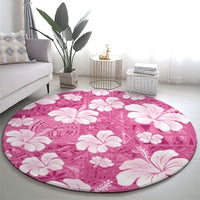 Pink Bula Fiji Masi Hibiscus Seamless Round Carpet LT14 - Polynesian Pride