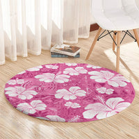 Pink Bula Fiji Masi Hibiscus Seamless Round Carpet LT14 - Polynesian Pride