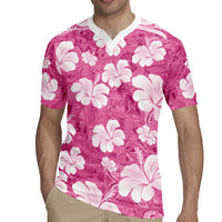 Pink Bula Fiji Masi Hibiscus Seamless Rugby Jersey