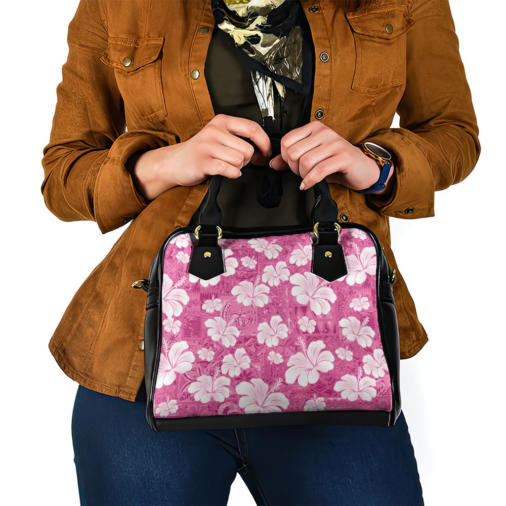 Pink Bula Fiji Masi Hibiscus Seamless Shoulder Handbag
