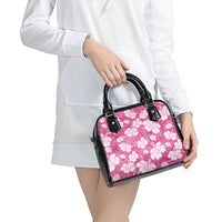 Pink Bula Fiji Masi Hibiscus Seamless Shoulder Handbag
